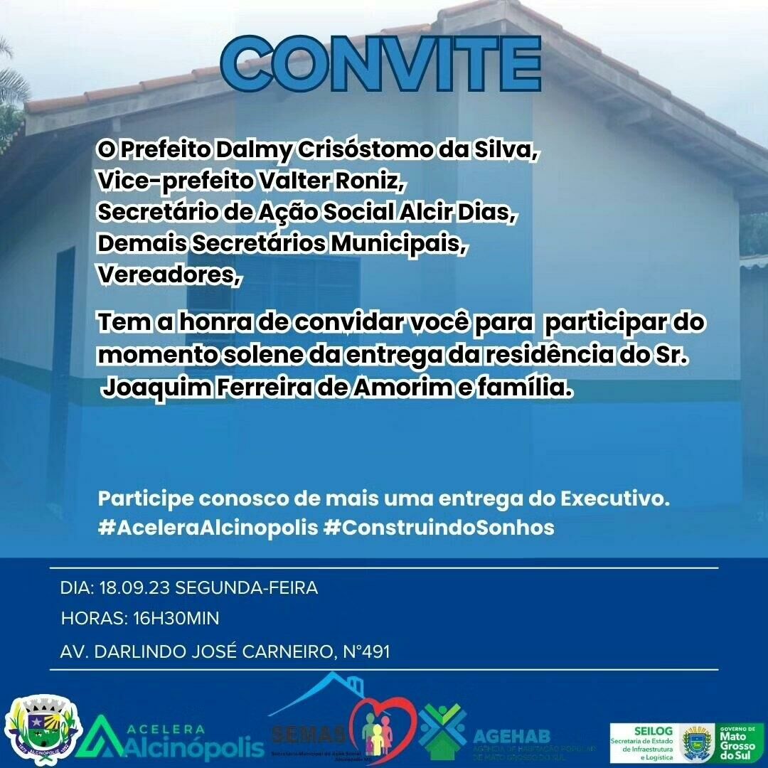 Imagem de compartilhamento para o artigo Prefeito de Alcinópolis entrega residência do Sr. Joaquim e família hoje da MS Todo dia